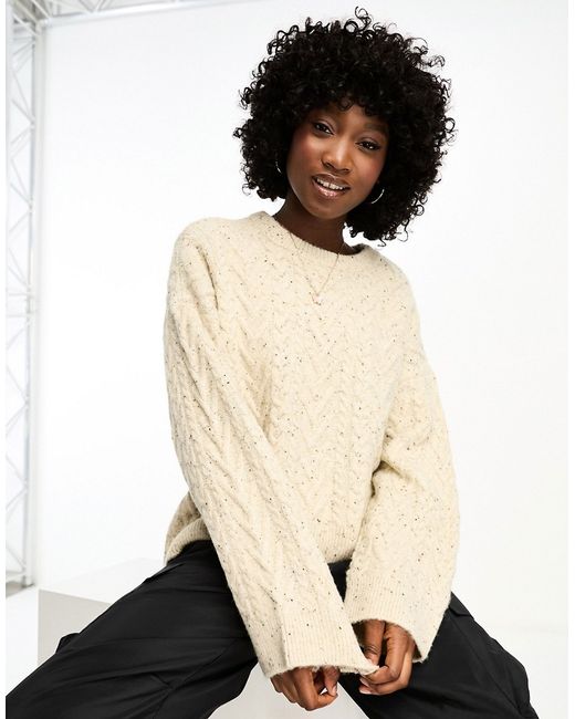 Vero Moda Aware oversized textured cable knitted sweater cream-