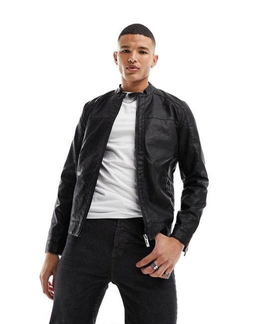 Only & Sons faux leather bomber jacket
