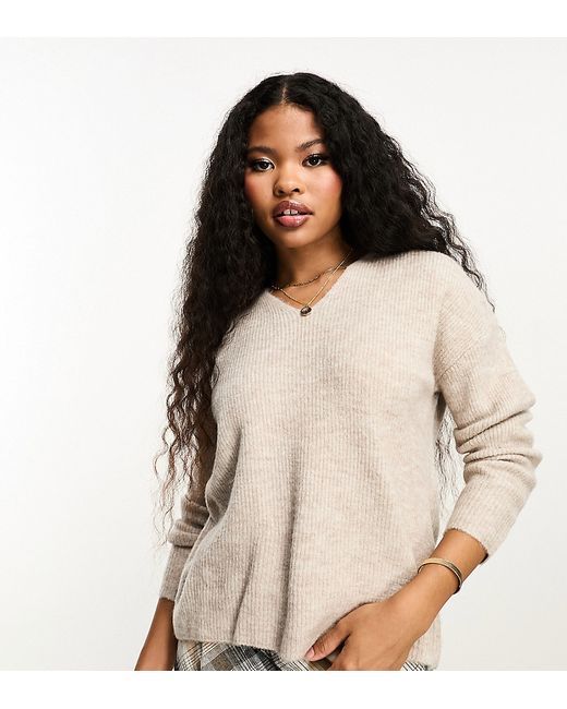 Only Petite v neck sweater stone heather-