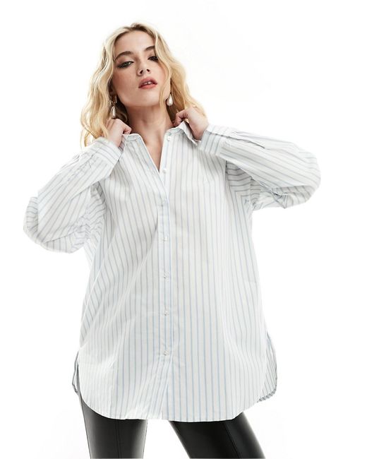 Jdy long sleeve loose fit shirt white with blue stripe-