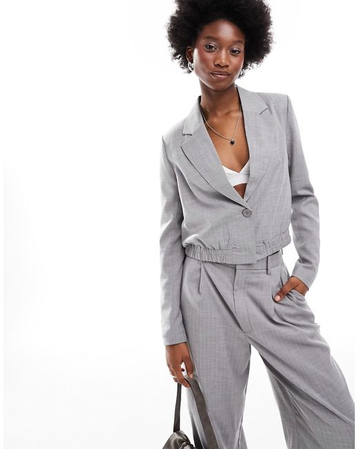 Noisy May cropped blazer with elastic waist light part of a set