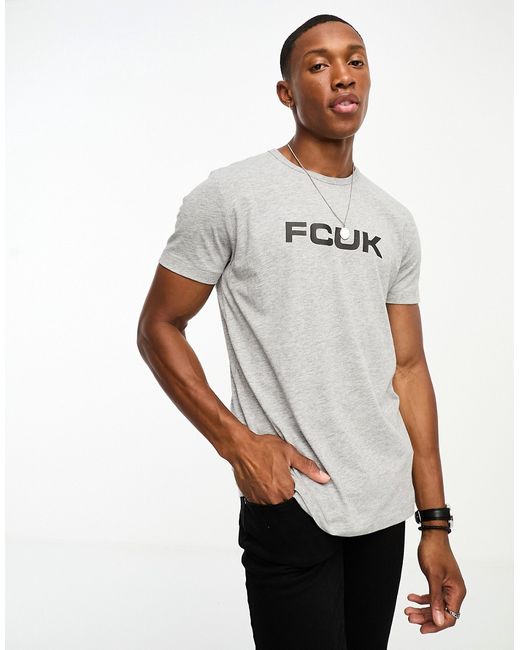 French Connection FCUK logo print t-shirt light melange