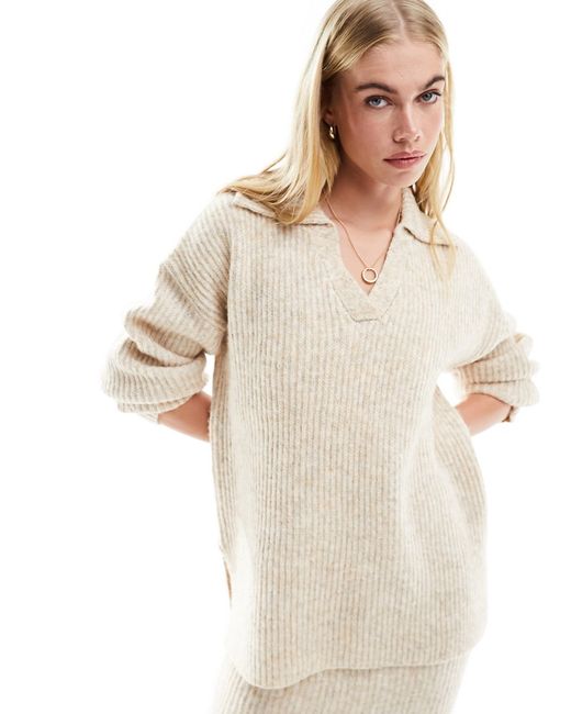 Asos Design collared sweater oatmeal part of a set-