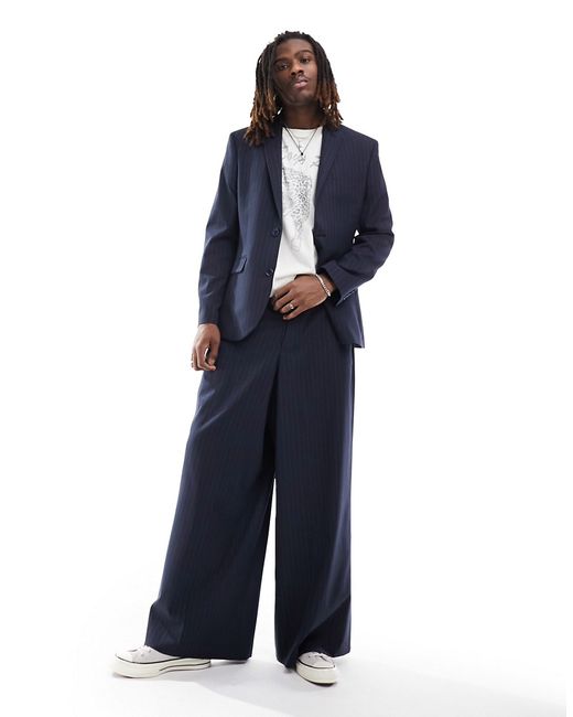 Asos Design extreme wide suit pants pinstripe