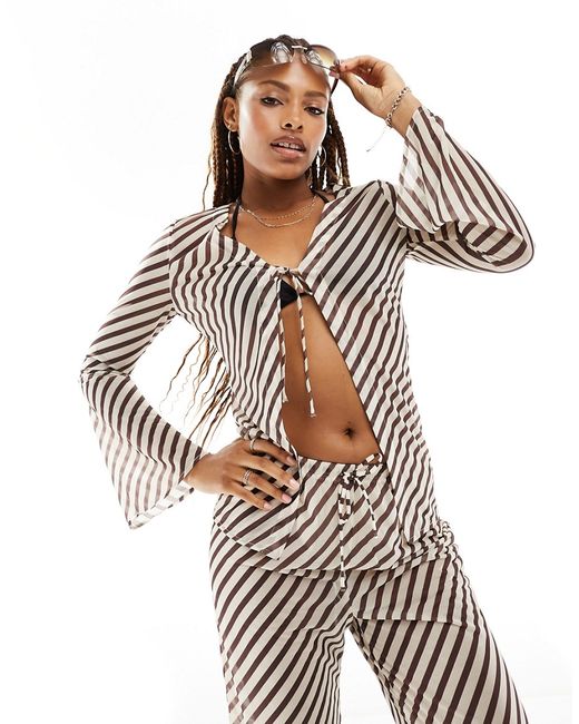 4th & Reckless anais sheer beach blouse stripe part of a set-