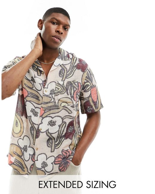 Asos Design relaxed camp collar shirt reverse floral print-