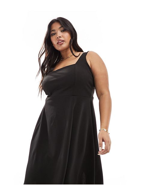 Yours square neck pinny dress black-