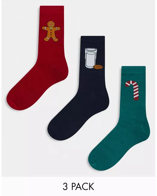 Jack & Jones 3 pack Christmas print socks giftbox