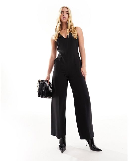 Closet London tailored pinafore jumpsuit with pockets
