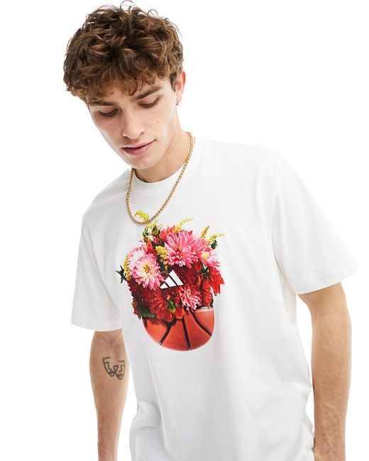 Adidas Originals adidas Basketball floral graphic short sleeve t-shirt