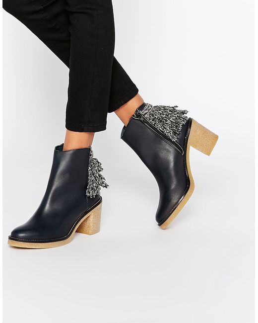 Miista Brianna Heeled Leather Ankle Boots Dark