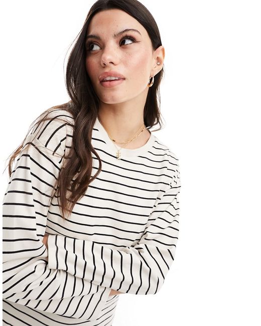 Vila stripe oversized long sleeved t-shirt cream and black stripe-