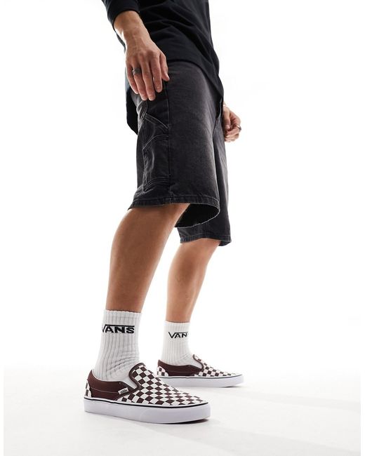 Vans slip on checkerboard sneakers white and