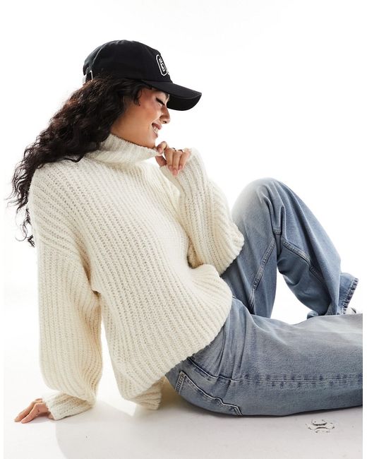 Vero Moda high neck long sleeve knit sweater cream-