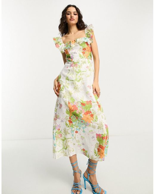 Other Stories frill detail midaxi dress floral print