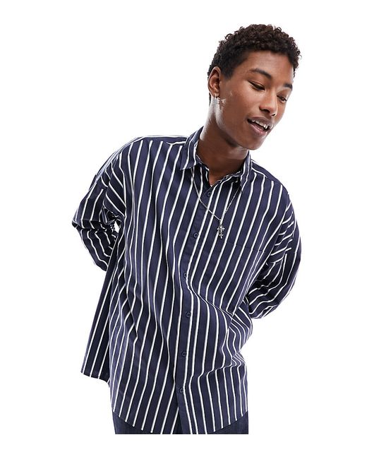 Collusion oversized striped shirt blue-