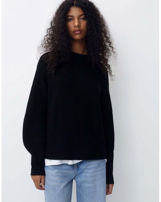 Pull & Bear ribbed crew neck knit sweater