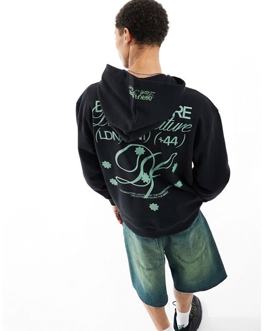 Asos Design Dark Future oversized hoodie with back print and hood embroidery