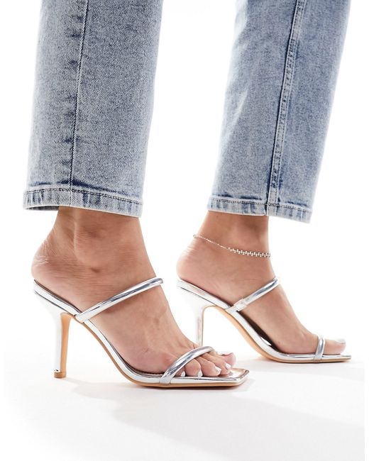 Glamorous two strap mule heeled sandals