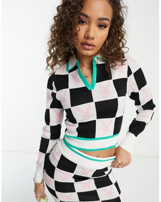 Missguided Playboy checkerboard top part of a set