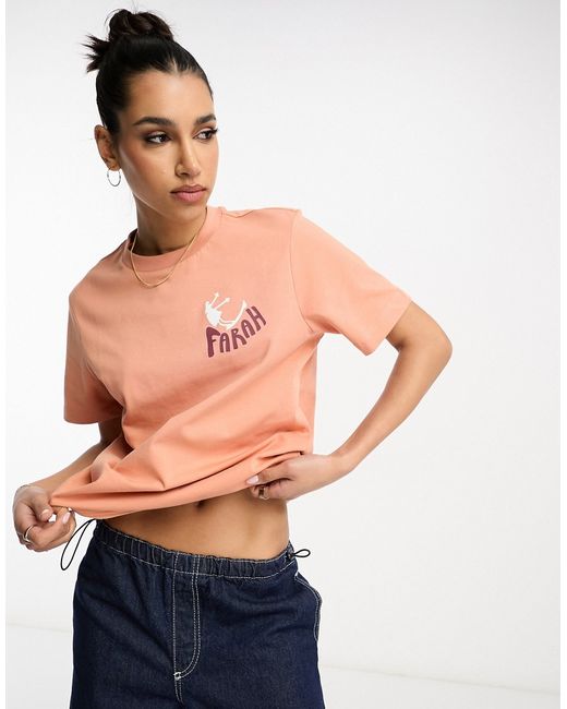 Farah Craig boyfriend fit t-shirt mandarin with check print