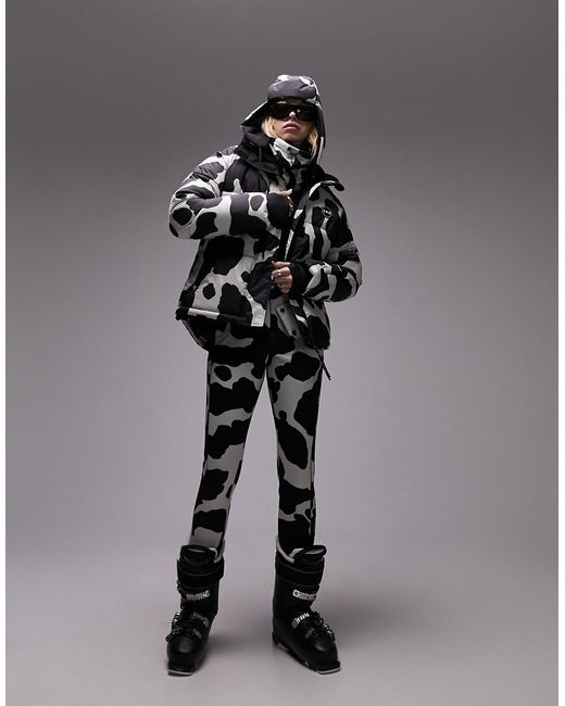 TopShop Sno cow print ski puffer jacket