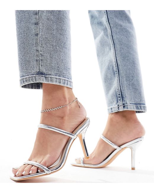 Glamorous Wide Fit two strap mule heeled sandals