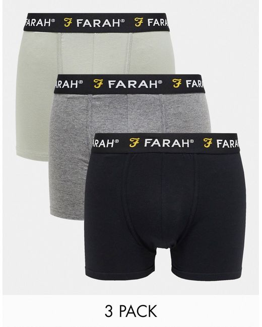 Farah 3 pack boxers khaki and gray