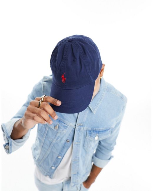 Polo Ralph Lauren baseball cap with white player logo washed navy-