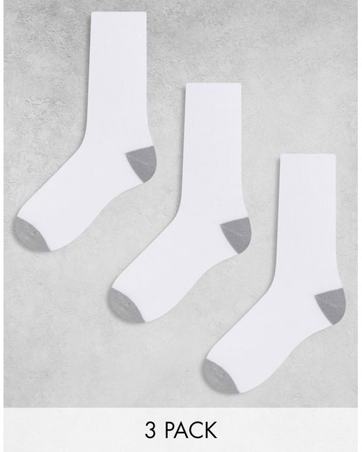 Asos Design 3 pack sports sock with gray heel and toe detail
