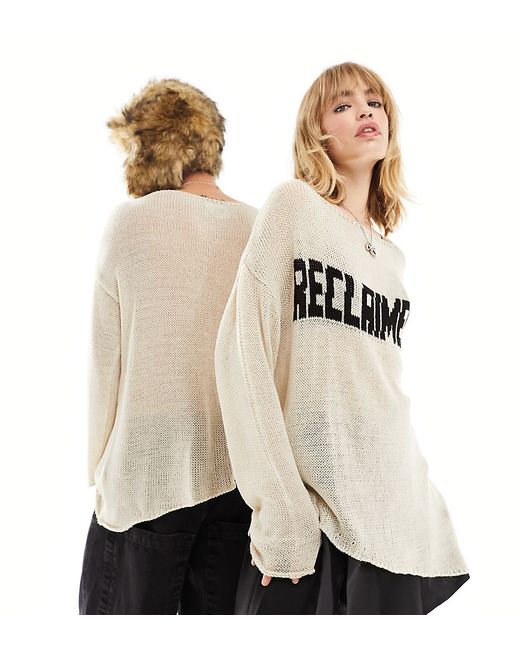 Reclaimed Vintage oversized sweater with logo cream-
