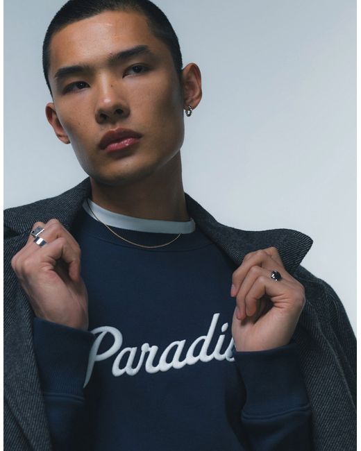 Topman oversized fit sweatshirt with paradise embroidery