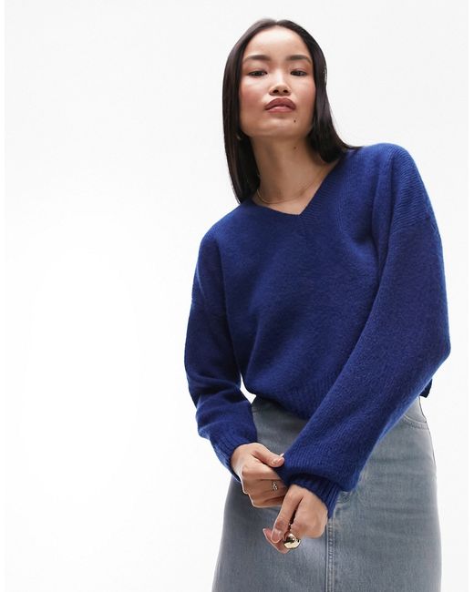 TopShop knitted crop v-neck sweater