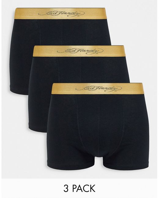Ed Hardy 3 pack metallic jacquard waistband boxers navy-