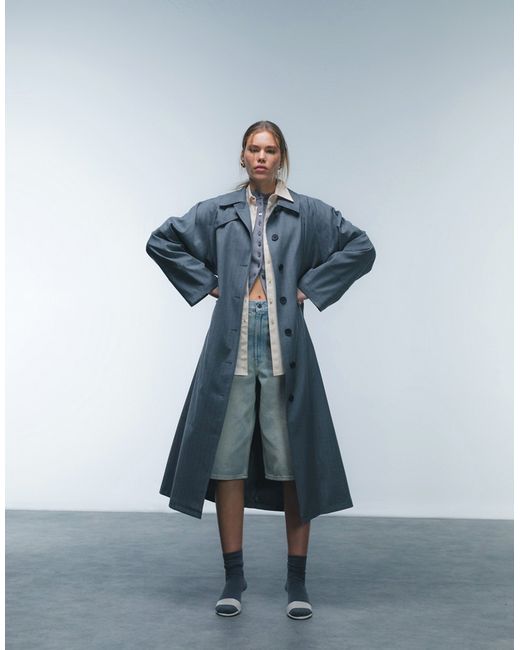 TopShop tailored car trench coat charcoal-