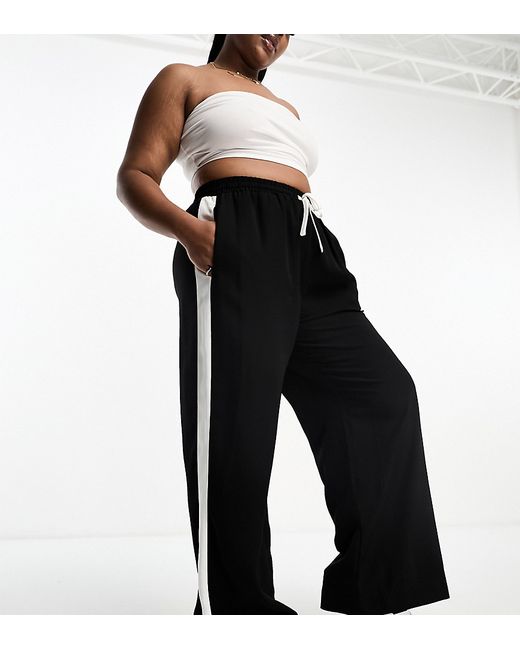 Asos Design Curve pull on pants with contrast panel