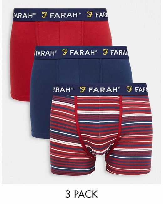 Farah 3 pack boxers red and stripe