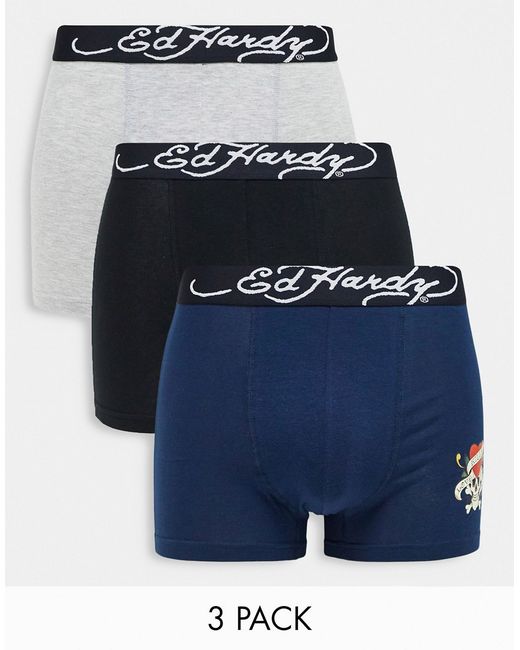 Ed Hardy 3 pack logo jacquard waistband boxers
