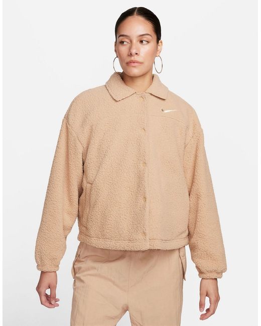 Nike cozy collared sherpa jacket sand-