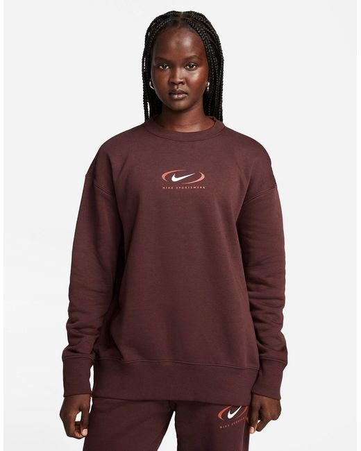 Nike Swoosh oversized fleece sweatshirt earth