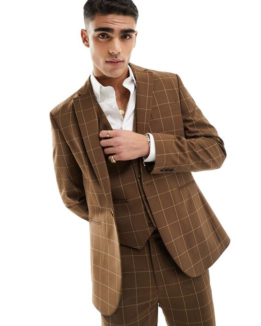 Asos Design skinny suit jacket tonal check