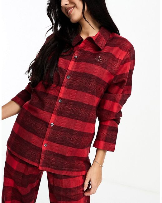 Calvin Klein lounge flannel button down shirt check print-