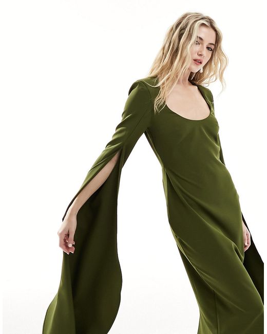 Asos Design scoop neck midi dress with extreme sleeve
