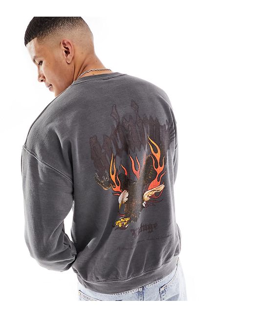 Reclaimed Vintage eagle print sweatshirt charcoal-