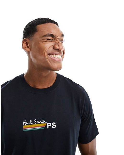 PS Paul Smith stripe logo chest print t-shirt