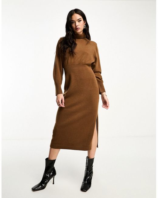 Other Stories padded shoulder knit midaxi dress