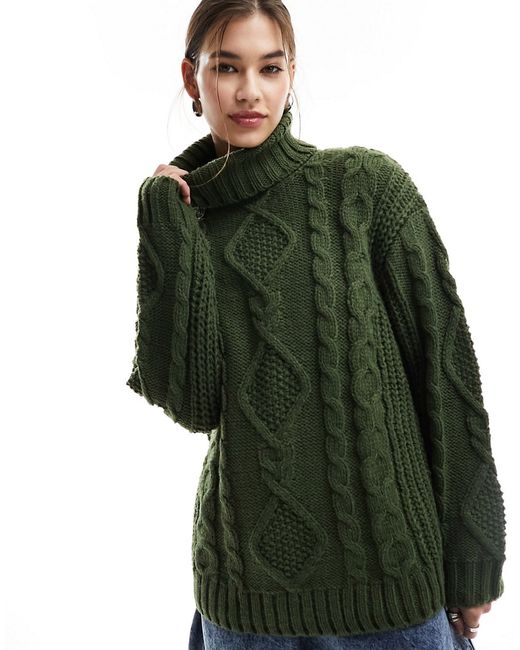 Monki long sleeve heavy knit top dark