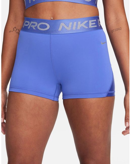 Nike Training Nike Pro Training Dri-Fit shine 3 inch shorts and metallic silver