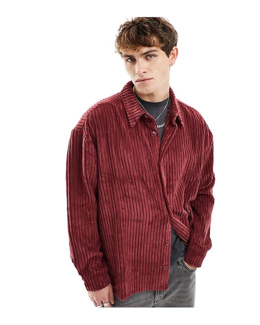 Reclaimed Vintage long sleeve cord shirt burgundy-