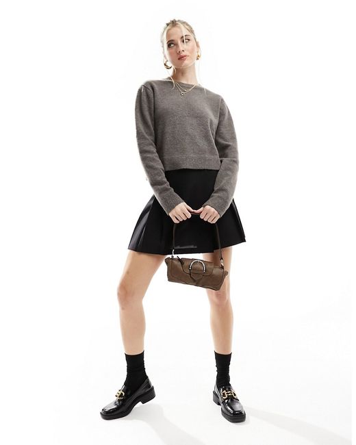 Weekday Ayla knitted sweater dark taupe melange-